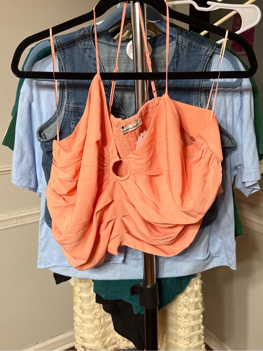Abercrombie & Fitch Coral Ring-Front Draped Camisole